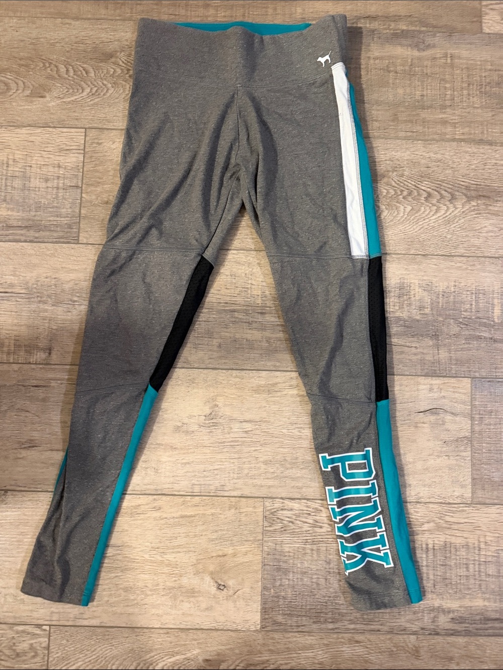 PINK Victoria's Secret Gray & Teal women’s Athletic Leggings size small